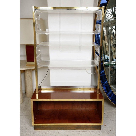 Image 1 of Vintage chrome-plated brass and lucite bookcase by Romeo Rega, Italy 1970