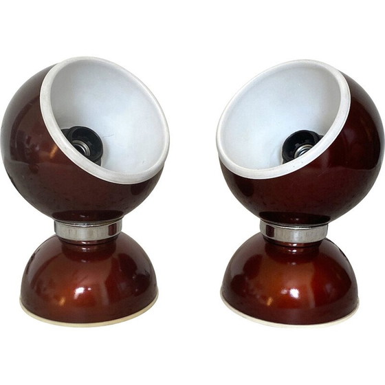 Image 1 of Pair of vintage Space Age eye lamps in aluminum and chrome by Goffredo Reggiani for Reggiani, Italy 1960