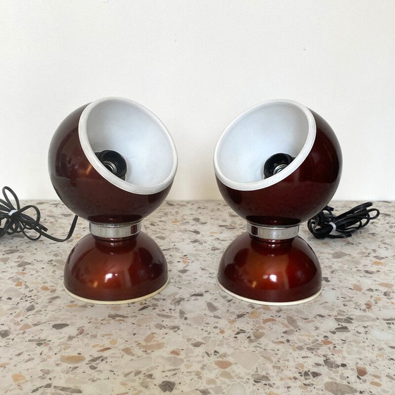 Image 1 of Pair of vintage Space Age eye lamps in aluminum and chrome by Goffredo Reggiani for Reggiani, Italy 1960