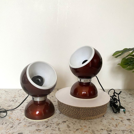 Image 1 of Pair of vintage Space Age eye lamps in aluminum and chrome by Goffredo Reggiani for Reggiani, Italy 1960