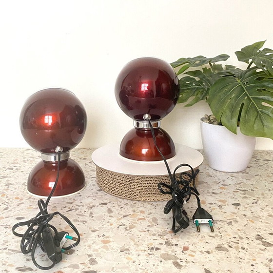 Image 1 of Pair of vintage Space Age eye lamps in aluminum and chrome by Goffredo Reggiani for Reggiani, Italy 1960