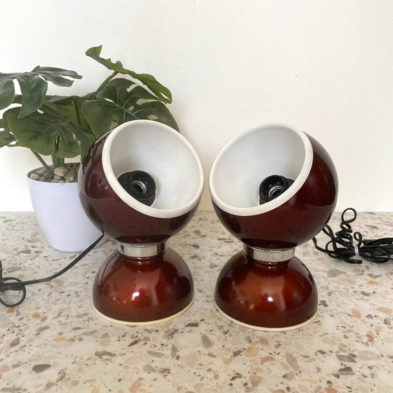 Image 1 of Pair of vintage Space Age eye lamps in aluminum and chrome by Goffredo Reggiani for Reggiani, Italy 1960