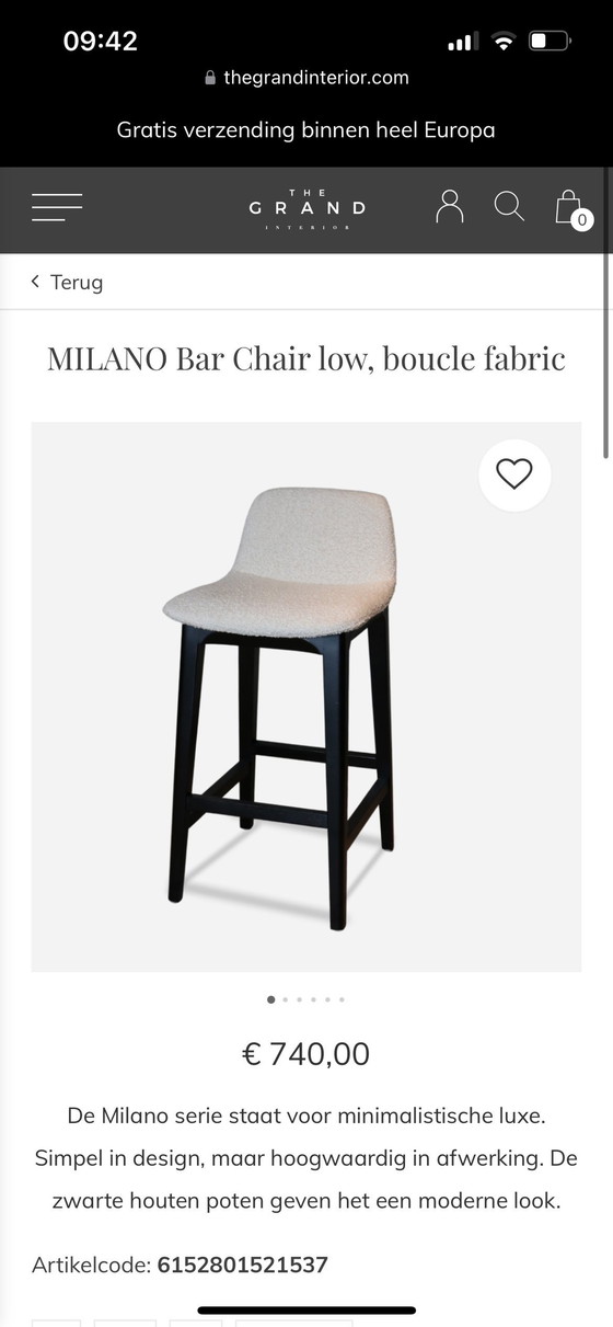 Image 1 of Bar chairs Milano The Grand Collection Low Boucle New condition