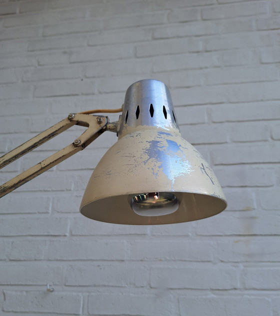 Image 1 of Swedish Vintage Industrial Architectural Lamp Lsa A101 Extra 01. Sand Color Desk Lamp With Clamp 1960.