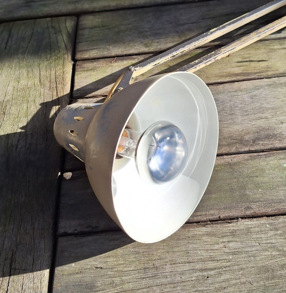 Image 1 of Swedish Vintage Industrial Architectural Lamp Lsa A101 Extra 01. Sand Color Desk Lamp With Clamp 1960.