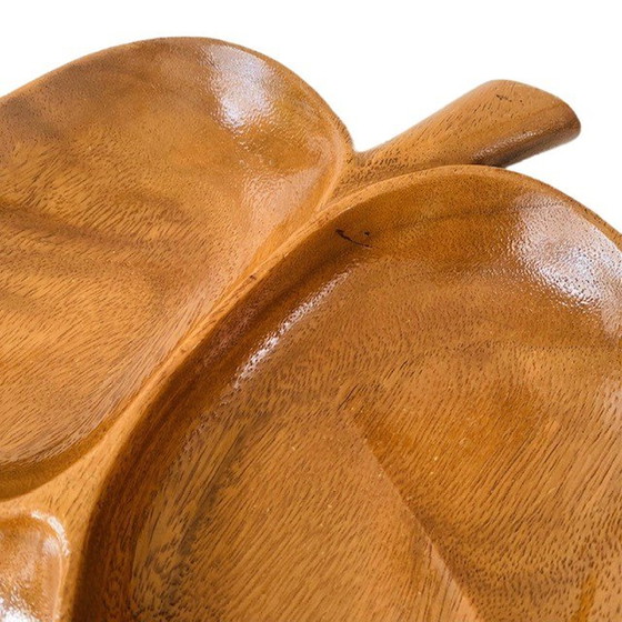 Image 1 of Acacia wood appetizer tray in leaf shape