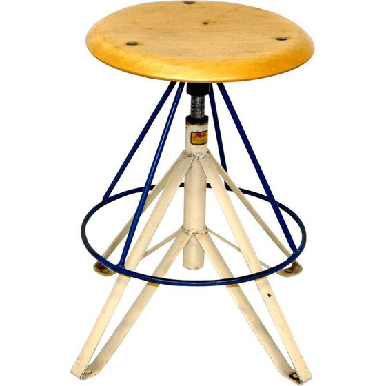 Image 1 of Vintage beechwood and metal stool, Sweden 1960