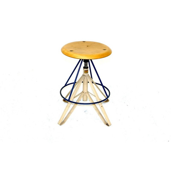 Image 1 of Vintage beechwood and metal stool, Sweden 1960