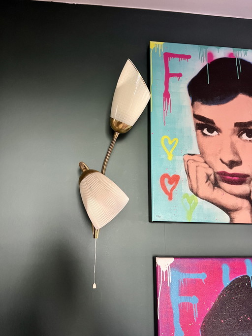 2x Lampes murales en cornet vintage des années 50