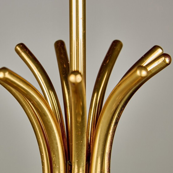 Image 1 of Vintage glass and brass chandelier, 1950