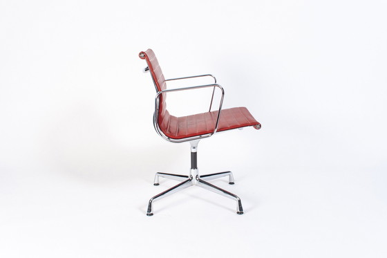 Image 1 of 4x Vitra ea108 red leather Chrome