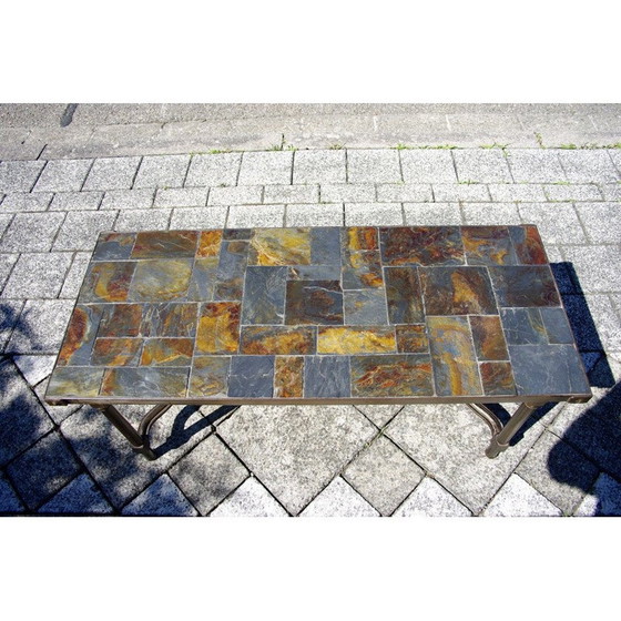 Image 1 of Vintage brutalist coffee table with slate top, 1960