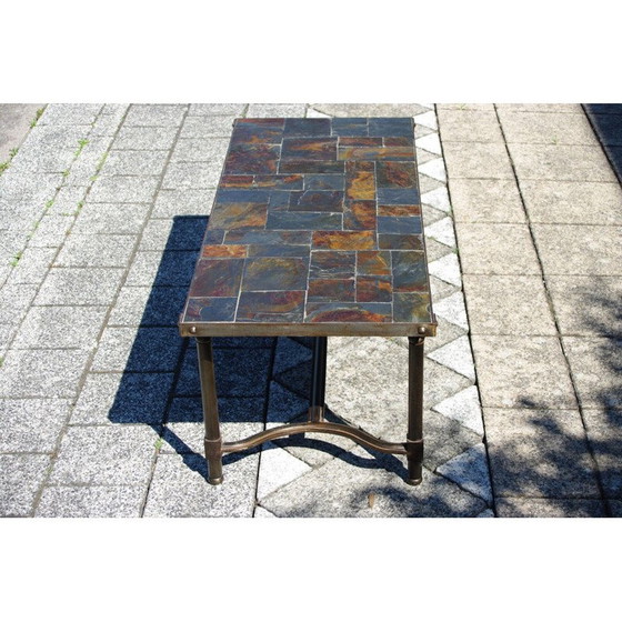 Image 1 of Vintage brutalist coffee table with slate top, 1960