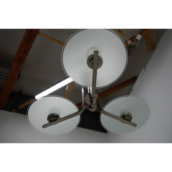 Image 1 of Vintage Bauhaus chandelier in chrome steel and glass, 1920