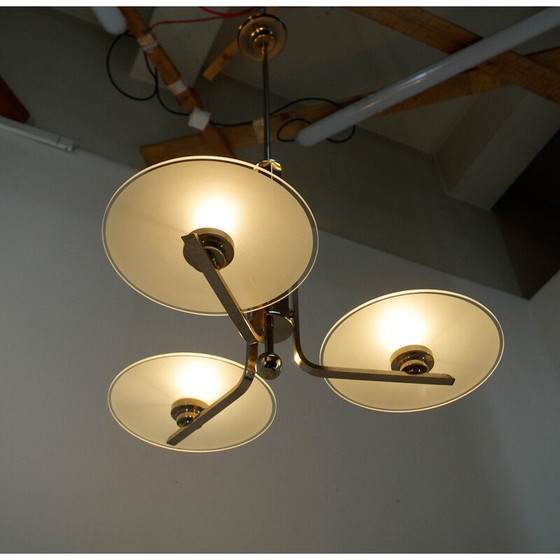 Image 1 of Vintage Bauhaus chandelier in chrome steel and glass, 1920