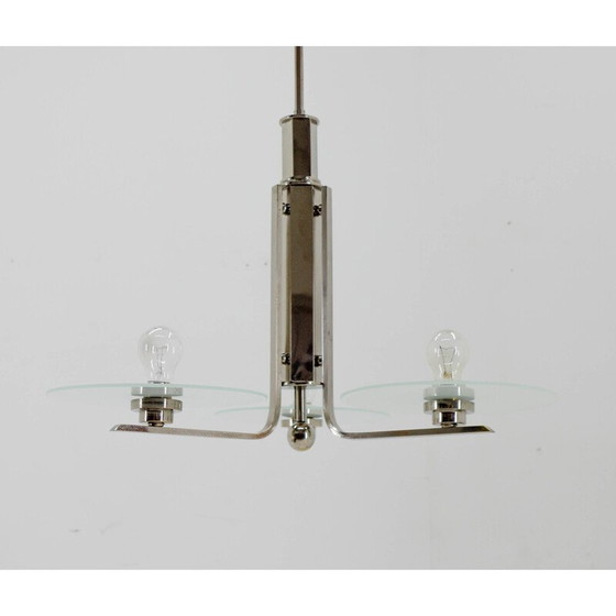 Image 1 of Vintage Bauhaus chandelier in chrome steel and glass, 1920