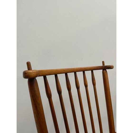 Image 1 of Pair of mid-century Scandinavian armchairs in wood and straw, 1960s