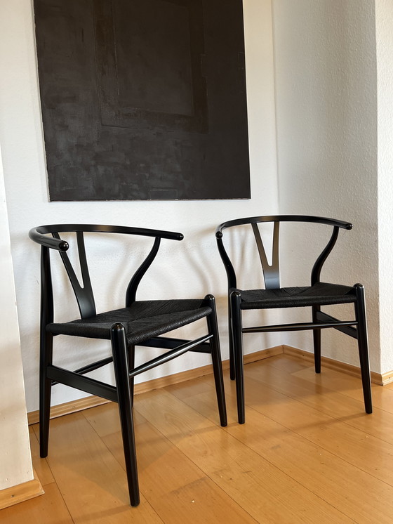 Image 1 of 2x Carl Hanson Wishbone chair black