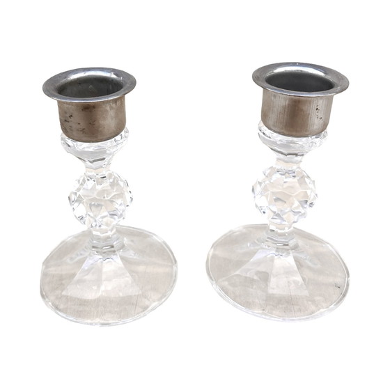 Image 1 of A Pair Of Crystal Candlesticks, Crystalex, Czechoslovakia, 1980S.