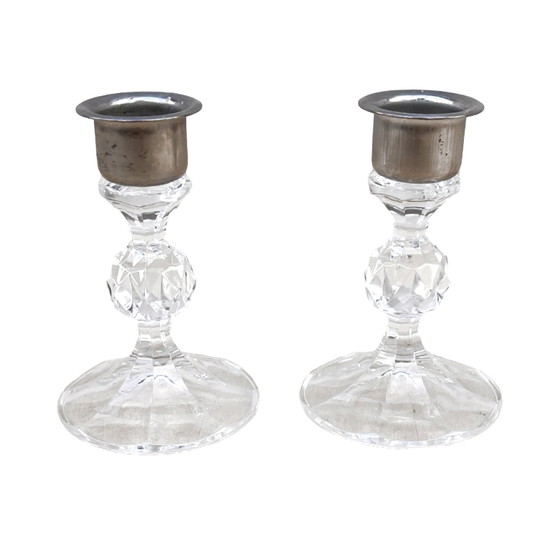 Image 1 of A Pair Of Crystal Candlesticks, Crystalex, Czechoslovakia, 1980S.