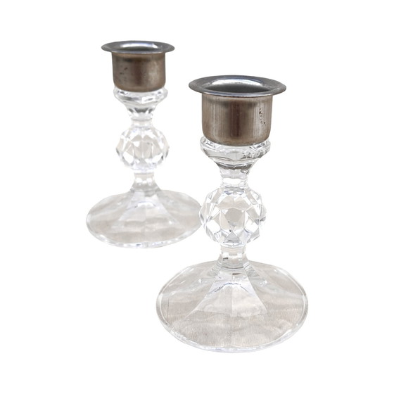 Image 1 of A Pair Of Crystal Candlesticks, Crystalex, Czechoslovakia, 1980S.