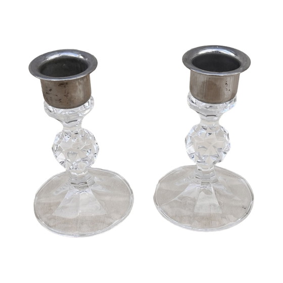 Image 1 of A Pair Of Crystal Candlesticks, Crystalex, Czechoslovakia, 1980S.