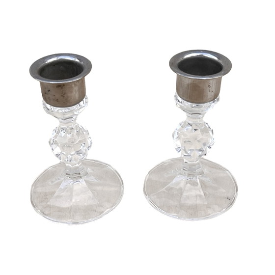 Image 1 of A Pair Of Crystal Candlesticks, Crystalex, Czechoslovakia, 1980S.