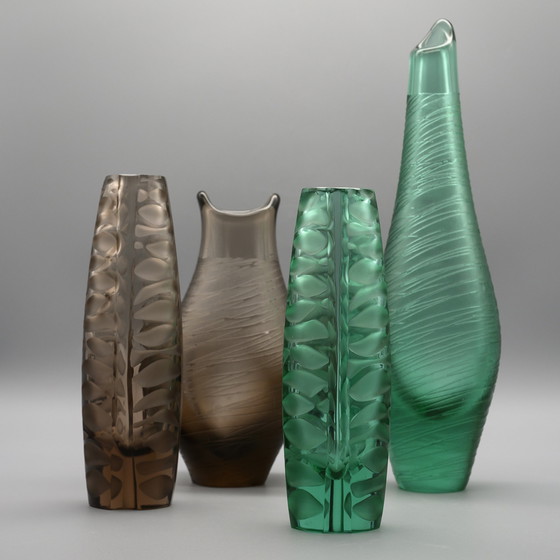 Image 1 of Konvolut Vaclav Horacek & Miroslav Klinger Art Glass Vase Zelezny Brod Sklo ×4