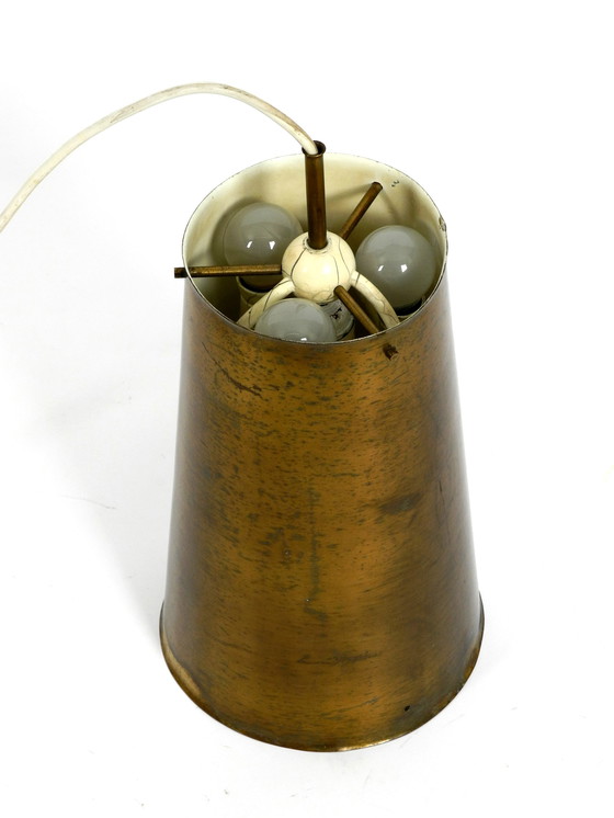 Image 1 of Large Mid Century Modern copper pendant lamp with 4 socket