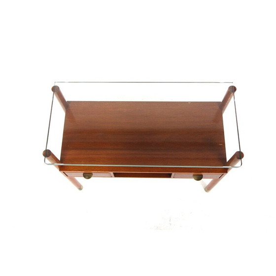 Image 1 of Cassettiera vintage in mogano e piano in vetro, Svezia 1950