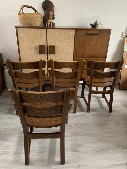 Set of 4 razor blade Brutalist Dining Chairs 60s