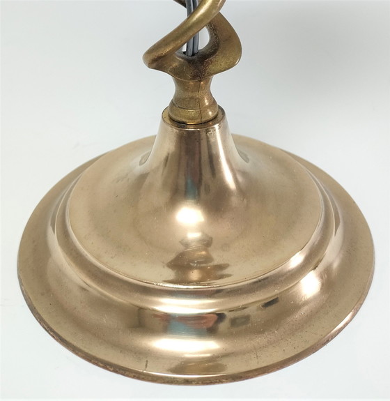 Image 1 of Twisted Brass And Glass Early 20th Century Lamp