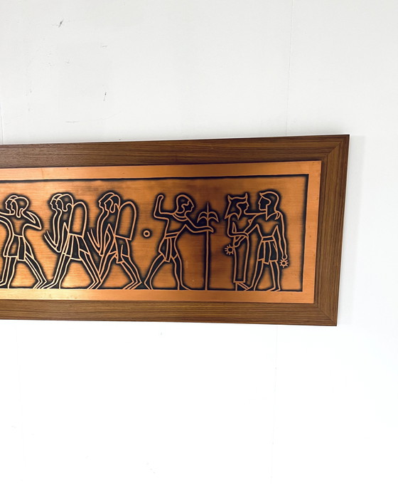 Image 1 of Vintage Wall Panel Teak & Copper '70s