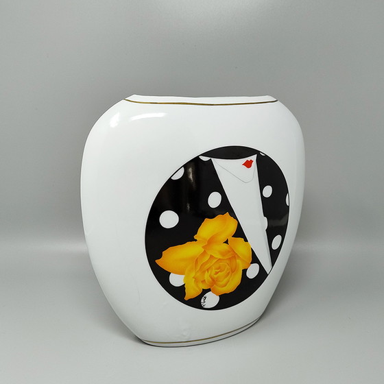 Image 1 of 1970s Gogeous Porcelain Vase by R. Ortol for Limoges. Made in France