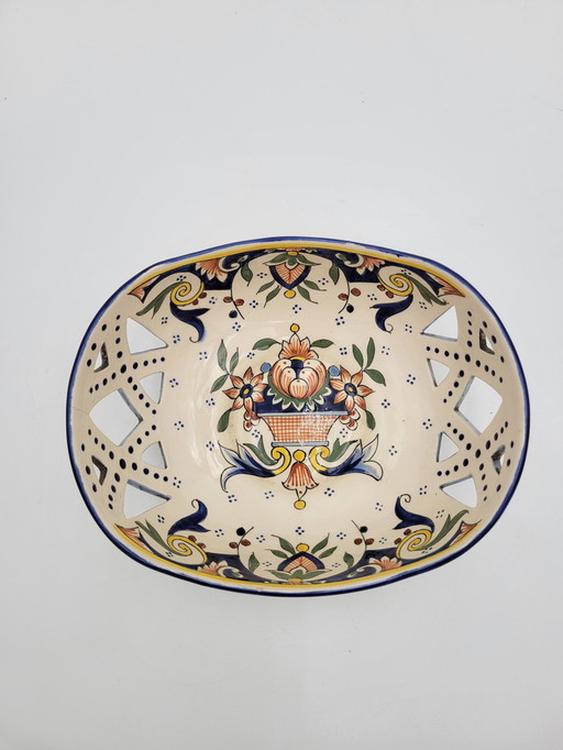 Rouen earthenware pierced bowl