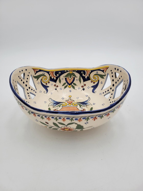 Image 1 of Rouen earthenware pierced bowl