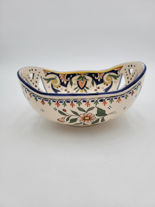 Rouen earthenware pierced bowl