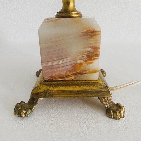 Image 1 of French Column lamp base marble brass 1960's