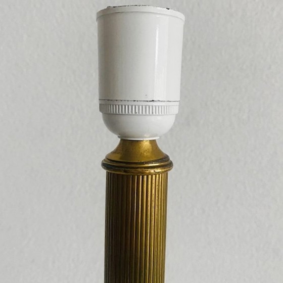 Image 1 of French Column lamp base marble brass 1960's
