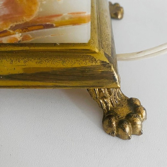 Image 1 of French Column lamp base marble brass 1960's