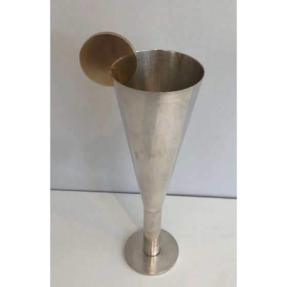 Image 1 of Vintage champagne flute in silver and brass by Padova A.Pozzi, Italy 1950