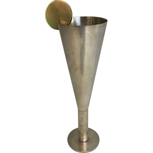 Vintage champagne flute in silver and brass by Padova A.Pozzi, Italy 1950