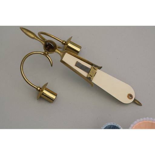 Vintage brass wall lamp with mirror, 1950