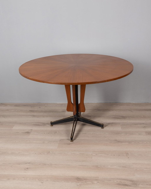 Round Vintage Wooden Table From The 1960S Designed By Carlo Ratti For Lissoni