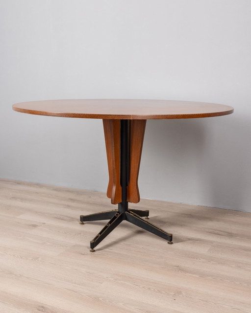 Round Vintage Wooden Table From The 1960S Designed By Carlo Ratti For Lissoni