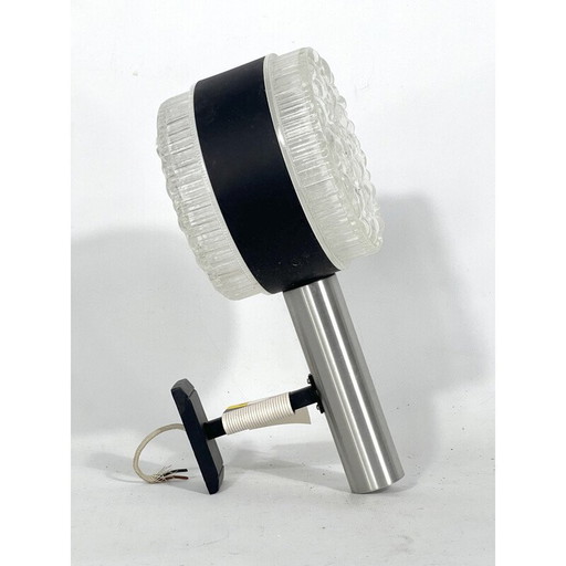 Vintage wall lamp in glass and aluminum model Balaton by Stilux Milano, Italy 1960