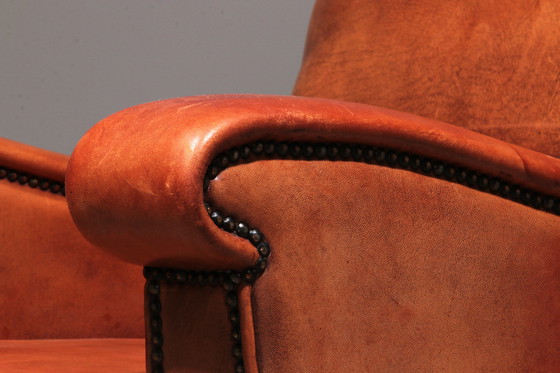 Image 1 of Sheep leather armchair Dutch design handmade 1970 -Brand name Joris