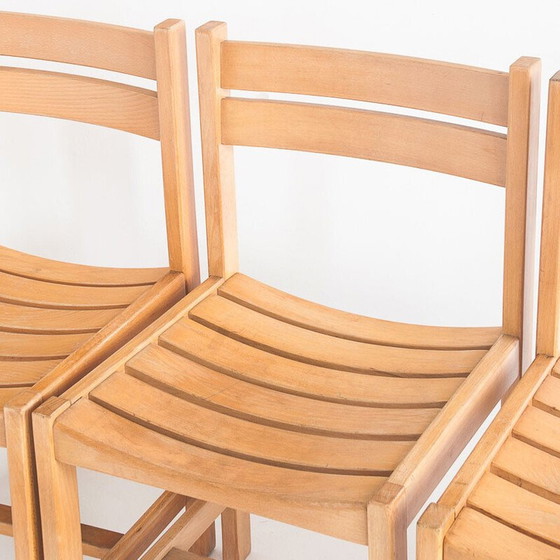 Image 1 of Set of 6 vintage solid beechwood chairs by André Sornay, France 1960