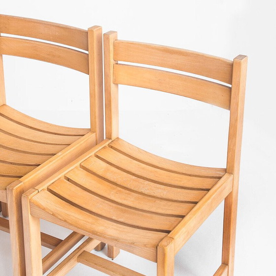 Image 1 of Set of 6 vintage solid beechwood chairs by André Sornay, France 1960