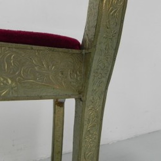 Image 1 of Dining room chair with stamped tin 